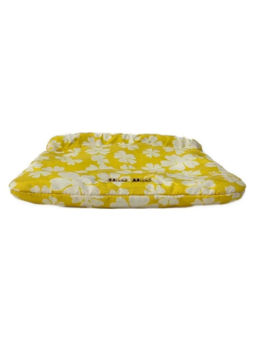 Miu Miu Pouch Yellow White Floral Drawstring Re-Nylon Leather